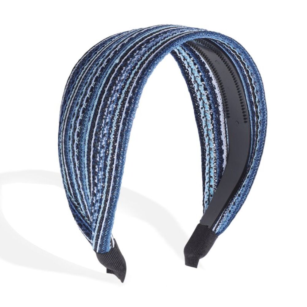 Thick Extra Wide Large Bohemia Headbands with Teeth Blue